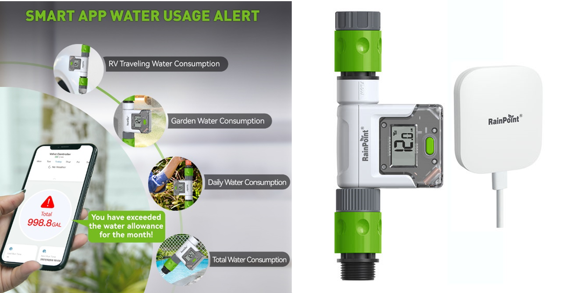 RainPoint Wireless Smart Wi-Fi Water Flow Meter + Wi-Fi Hub